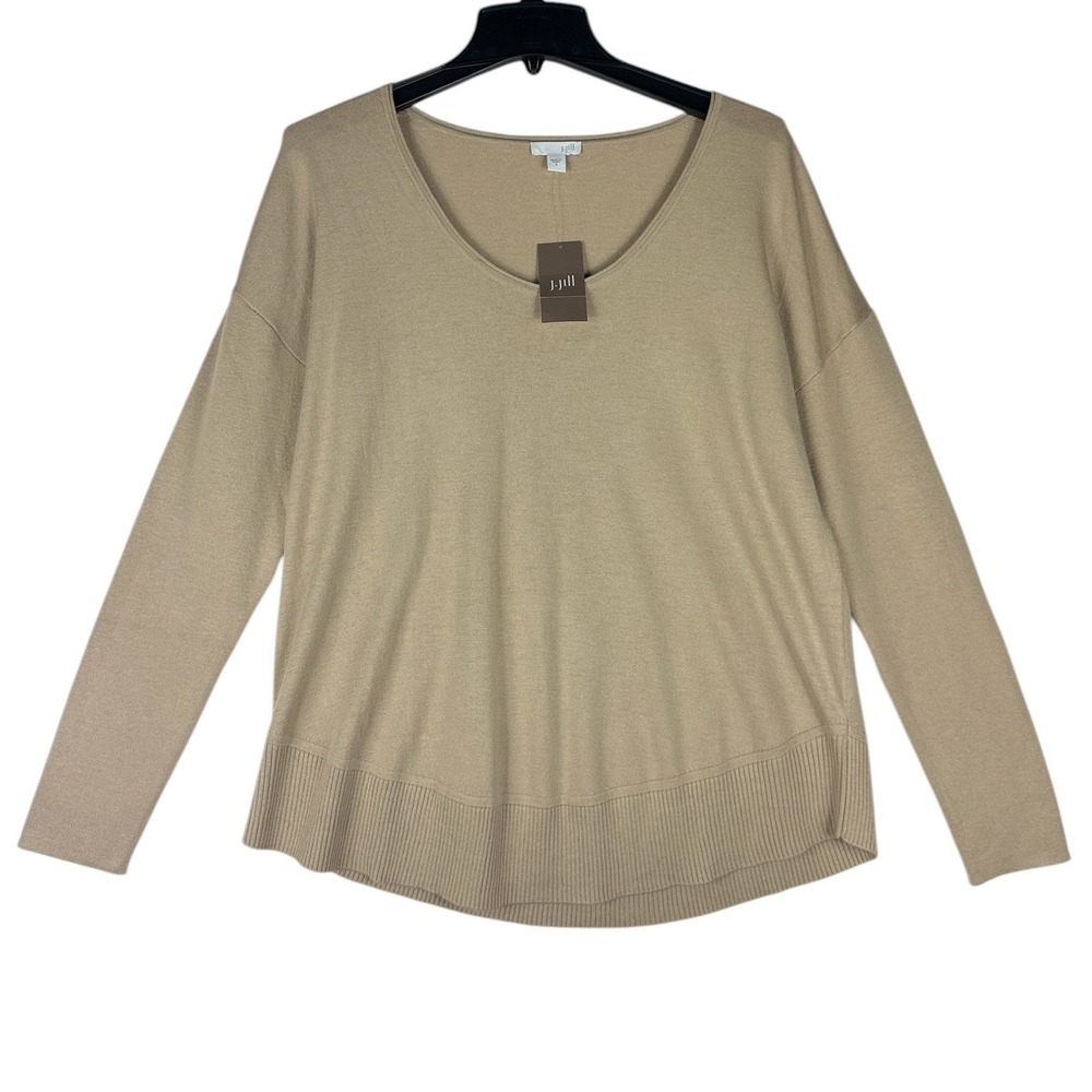 J. Jill Cashew Tan Silk Blend Scoop Neck Sweater 720776 AKNS Size Small NWT